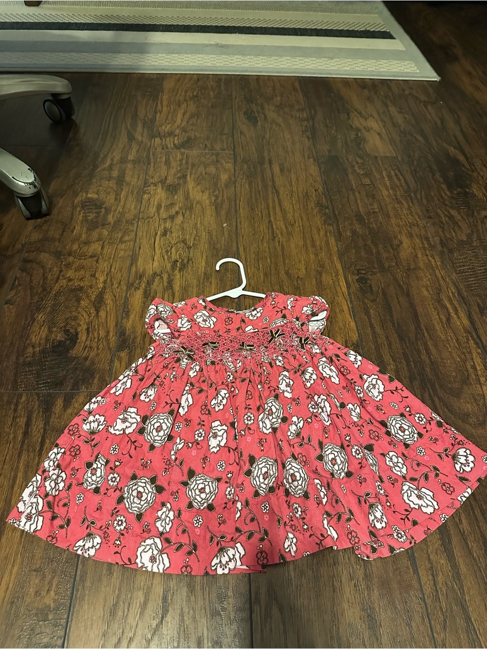 Vintage First Impressions Coral Floral Smocked Skirted Bottoms